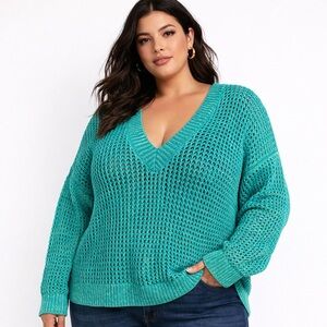 Torrid Open Knit V-Neck Sweater – Size 2X – NWT Layering Casual Chic Relaxed-Fit